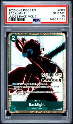 2025 ONE PIECE JUDGE PACK VOLUME 5 003 BACKLIGHT PSA 10 GEM MINT - Image 1