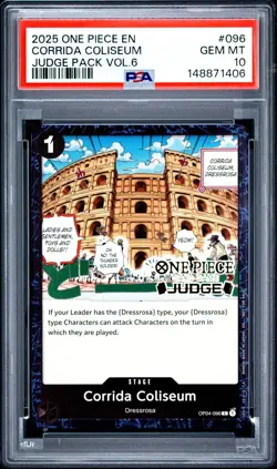 2025 ONE PIECE JUDGE PACK VOLUME 6 096 CORRIDA COLISEUM PSA 10 GEM MINT - Image 1