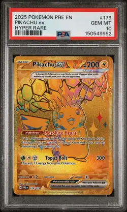 2025 POKEMON PRE EN-PRISMATIC EVOLUTIONS HYPER RARE #179 PIKACHU EX PSA 10 - Image 1