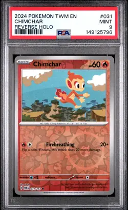Pokemon TCG Chimchar #031 Twilight Masquerade Reverse Holo PSA 9 - Image 1