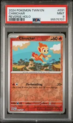 2024 Pokemon TWM EN Chimchar REVERSE HOLO 031/167 PSA 9 MINT - Image 1