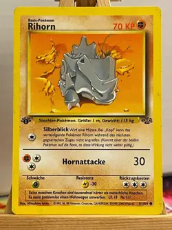 Rihorn 61/64 Dschungel 1st Edition Common Deutsch Exc Pokemon - Image 1