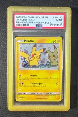 Pokemon Pikachu Team Up SM162 Black Star Promo PSA 9 MINT - Image 1