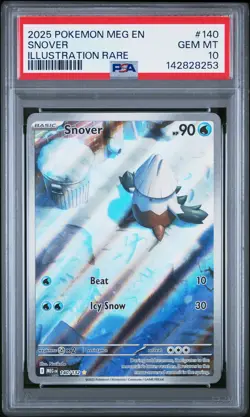 2025 POKEMON MEG EN-MEGA EVOLUTION ILLUSTRATION RARE #140 SNOVER PSA 10 - Image 1