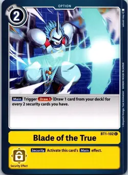 Blade of the True BT1-102 Black Common Option Digimon CCG Card - Image 1