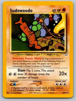 Sudowoodo 26/64 Rare Neo Revelation Pokemon Unlimited Near Mint - Image 1