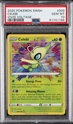 2020 POKEMON SWORD & SHIELD VIVID VOLTAGE #009 CELEBI PSA 10 - Image 1