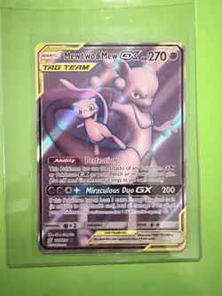 Pokemon TCG Mewtwo & Mew GX 222/236 Unified Minds Holo Full Art Tag Team NM - Image 1