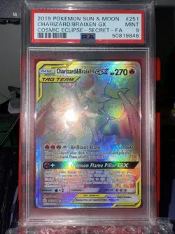 Pokemon Charizard & Braixen GX (Secret) 251/236 Sm-Cosmic Eclipse Holo PSA 9 - Image 3