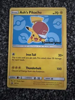 Ash’s Pikachu SM114 Black Star Promo Pokemon Card - Image 1