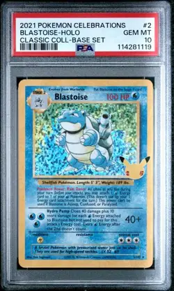 PSA 10 Blastoise 2/102 Pokemon Celebrations Classic Collection Holo Graded Card - Image 1