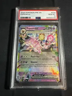 2025 Pokemon Pre En Prismatic Espeon ex 034 PSA 10 GEM MINT - Image 1