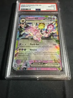 2025 Pokemon Pre En Prismatic Espeon ex 034 PSA 10 GEM MINT - Image 2
