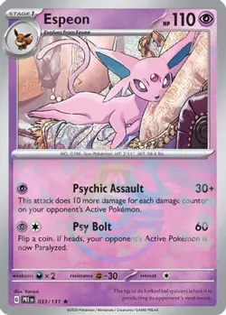 Espeon (Master Ball Pattern) 033/131 R Prismatic Evolutions NM/M Pokemon - Image 4