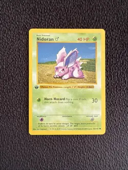 NIDORAN Pokemon Card - WOTC - 1st Edition - Base Set - Shadowless 55/102 LP - Image 1