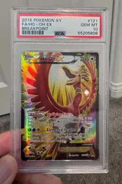 2016 POKEMON XY BREAKPOINT #121 FULL ART/HO-OH EX PSA 10 - Image 1