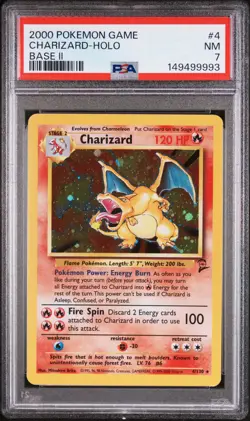 2000 POKEMON GAME BASE II #4 CHARIZARD-HOLO PSA 7 - Image 1