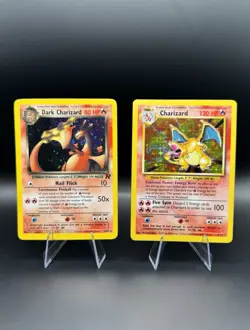 Pokemon TCG 2 Card Lot Base Set Holo Charizard & Dark Charizard Holo Team Rocket - Image 1