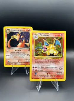 Pokemon TCG 2 Card Lot Base Set Holo Charizard & Dark Charizard Holo Team Rocket - Image 2