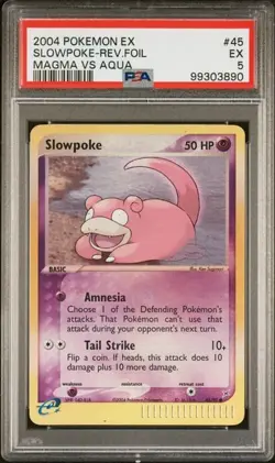 Pokemon - Slowpoke Reverse Holo 45/95 - POP 6 - 2004 Magma vs Aqua - PSA 5 - Image 3