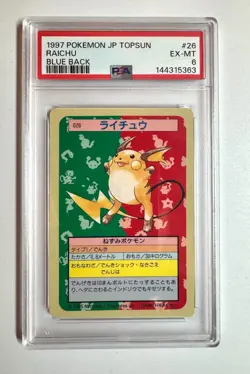 1997 POKEMON JP TOPSUN RAICHU BLUE BACK #26 PSA 6 EX-MT Pokemon TGC from Japan - Image 1