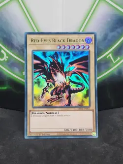 Yugioh Red-Eyes Black Dragon LDS1-EN001 Green Ultra Rare 1st Edition NM - Image 1