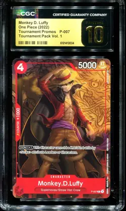 PRISTINE CGC 10 Monkey D. Luffy P-007 Tournament Pack Vol. 1 Promo 2022 EN One P - Image 1