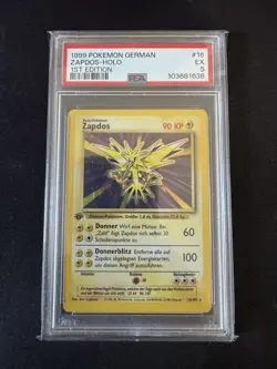 Base Set Pokemon Card : Zapdos 16/102 : 1st Edition - GERMAN : PSA 5 - Image 1