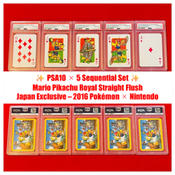 Pokemon x Nintendo Mario Pikachu Royal Straight Flush PSA10 5 Card Set JP Promo - Image 1