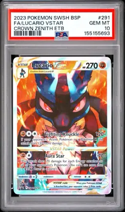 PSA 10 GEM MINT Lucario VSTAR Promo SWSH291 Crown Zenith ETB Pokemon TCG Card - Image 1