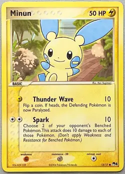 Pokemon Minun #12/17 Common - 2004 Pop Series 1 Promo - MINT Condition! - Image 1