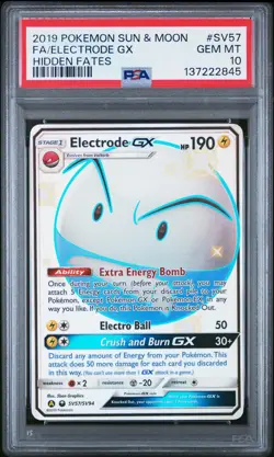 2019 POKEMON SUN & MOON HIDDEN FATES #SV57 FULL ART/ELECTRODE GX PSA 10 - Image 1