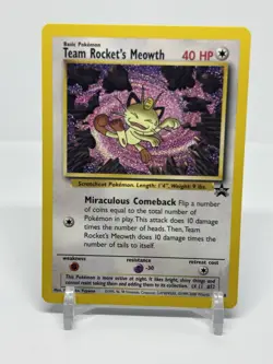 Team Rocket's Meowth Pokemon WOTC Black Star Promo #18 - Light Play - Image 1