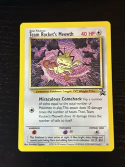 Team Rocket's Meowth Pokemon WOTC Black Star Promo #18 - Light Play - Image 3