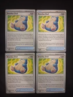 4x Playset Snorlax Doll 175/182 Sv04: Paradox Rift Uncommon Pokemon TCG Nm - Image 1