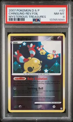 Chingling 2007 Mysterious Treasures #42/123 Pokemon Reverse Holo PSA 8 - Image 1