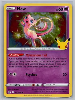 Mew 011/025 Holo Rare Celebrations Pokemon Holo Near Mint - Image 1