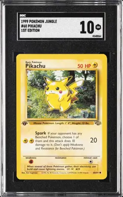 1999 POKEMON JUNGLE 1ST EDITION #60 PIKACHU SGC 10 GM - Image 1