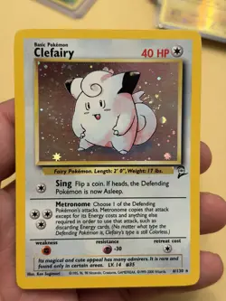 Pokemon TCG Clefairy Base Set 2 6/130 Holo Rare 40HP Basic English wotc - Image 2