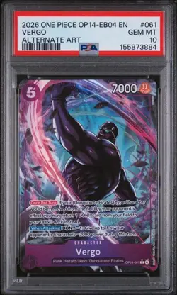 2026 ONE PIECE OP14-EB04-THE AZURE SEA'S SEVEN #061 VERGO PSA 10 (Q884 - Image 1