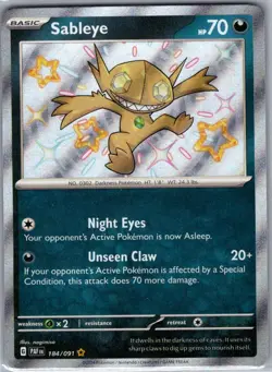 Sableye 184/091 SV: Paldean Fates - Pokemon Card - NM - Image 1
