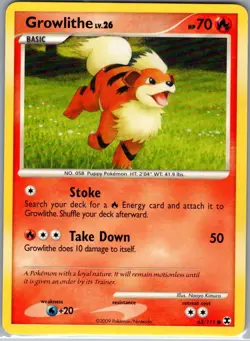 Growlithe 63/111 Non Holo Rising Rivals - Pokemon Card - NM - Image 1