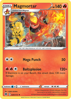Magmortar 020/172 Brilliant Stars Near Mint Reverse Holo Pokemon Card - Image 1