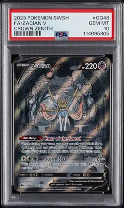 2023 POKEMON SWORD & SHIELD CROWN ZENITH #GG48 FULL ART/ZACIAN V PSA 10 - Image 1