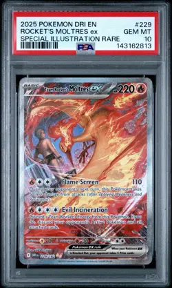 2025 Pokemon Destined Rivals Rocket's Moltres Ex #229 SIR PSA 10 - Image 1