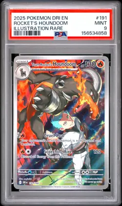 2025 POKEMON DRI EN-DESTINED RIVALS #191 TEAM ROCKET'S HOUNDOOM PSA 9 - Image 1