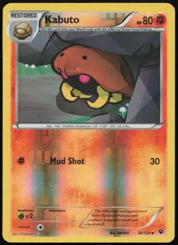 Kabuto 38/124 MP Fates Collide Uncommon Reverse Holo Pokemon - Image 1
