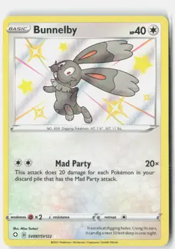 Bunnelby SV097/SV122 Shiny Rare Shining Fates Shiny Vault Pokemon Near Mint - Image 1