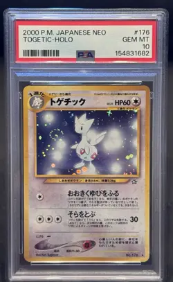 Togetic Holo #176 Japanese Neo Genesis 2000 Pokemon PSA 10 w Swirl ✨ 🌀 - Image 1