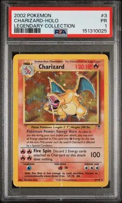 2002 POKEMON LEGENDARY COLLECTION #3 CHARIZARD-HOLO PSA 1 - Image 1